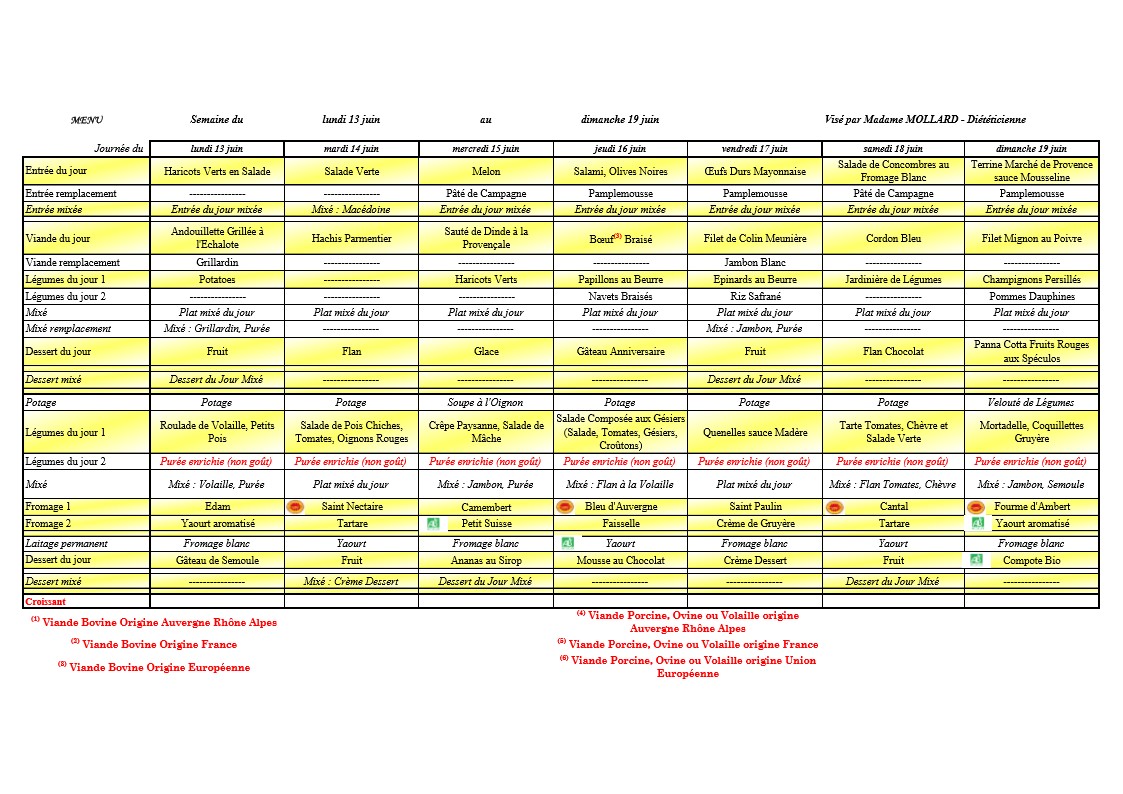 Menu Semaine du 13 juin 2022 1