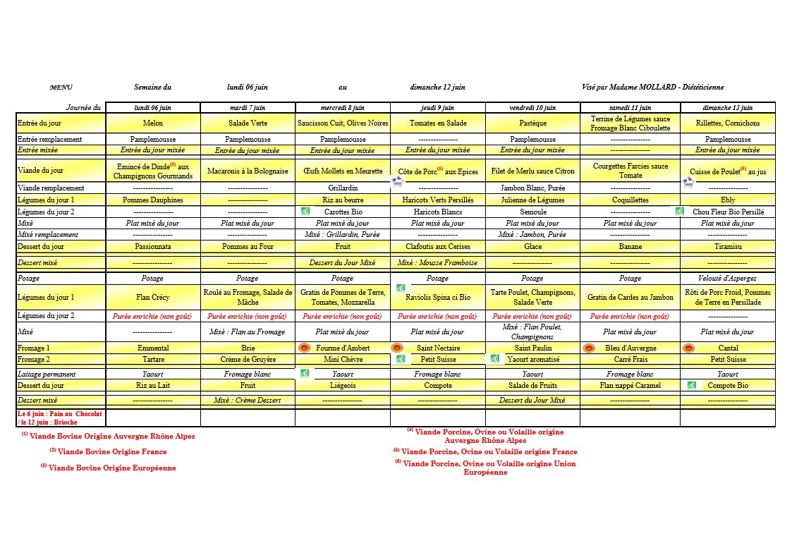 Menu Semaine du 6 juin 2022 1